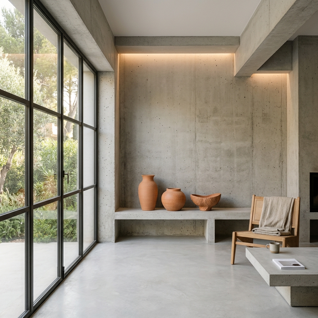 Raw concrete office interior